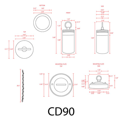 CD90 Low Voltage Philips Bulb Cylinder Pendant Light Hanging Spotlight