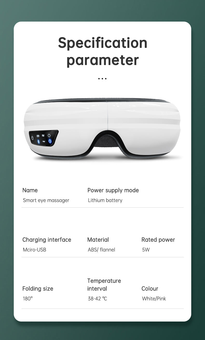 Eye Massager Air Pressure Vibration Eye Protector Bluetooth Eye Massage Relax Migraines Relief Improve Sleep - Tampa Home & Garden Store