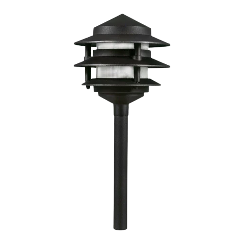 CDPA72 Black 12V AC/DC Aluminum Low Voltage Landscape Lighting 3 Tier Pagoda Path Light