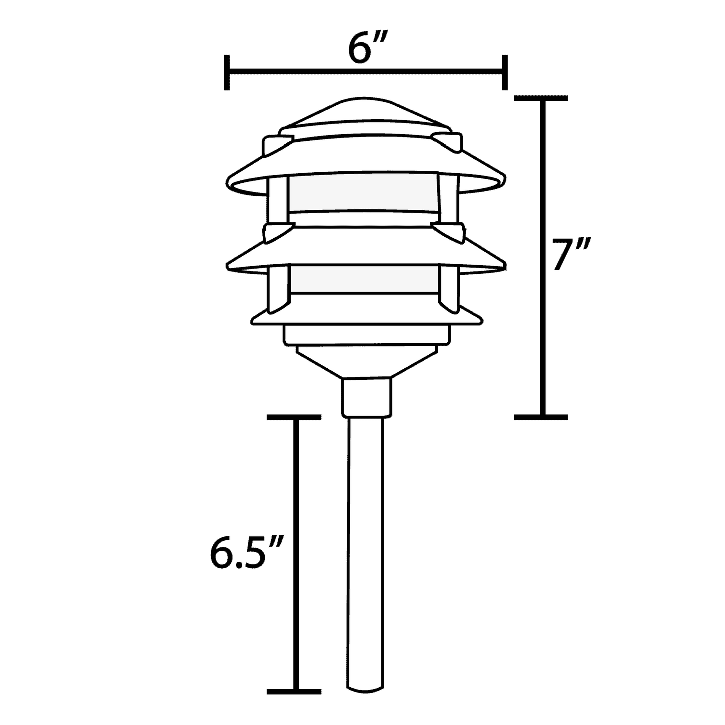 Iluminación de paisaje de aluminio de bajo voltaje CDPA72, 12 V CA/CC, 3 niveles, estilo pagoda