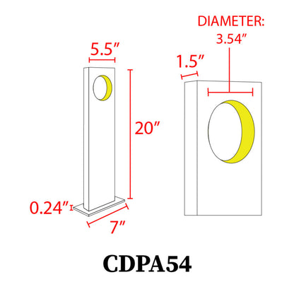 CDPA54 Low Voltage 3W LED Modern Bollard Light Landscape Path Light