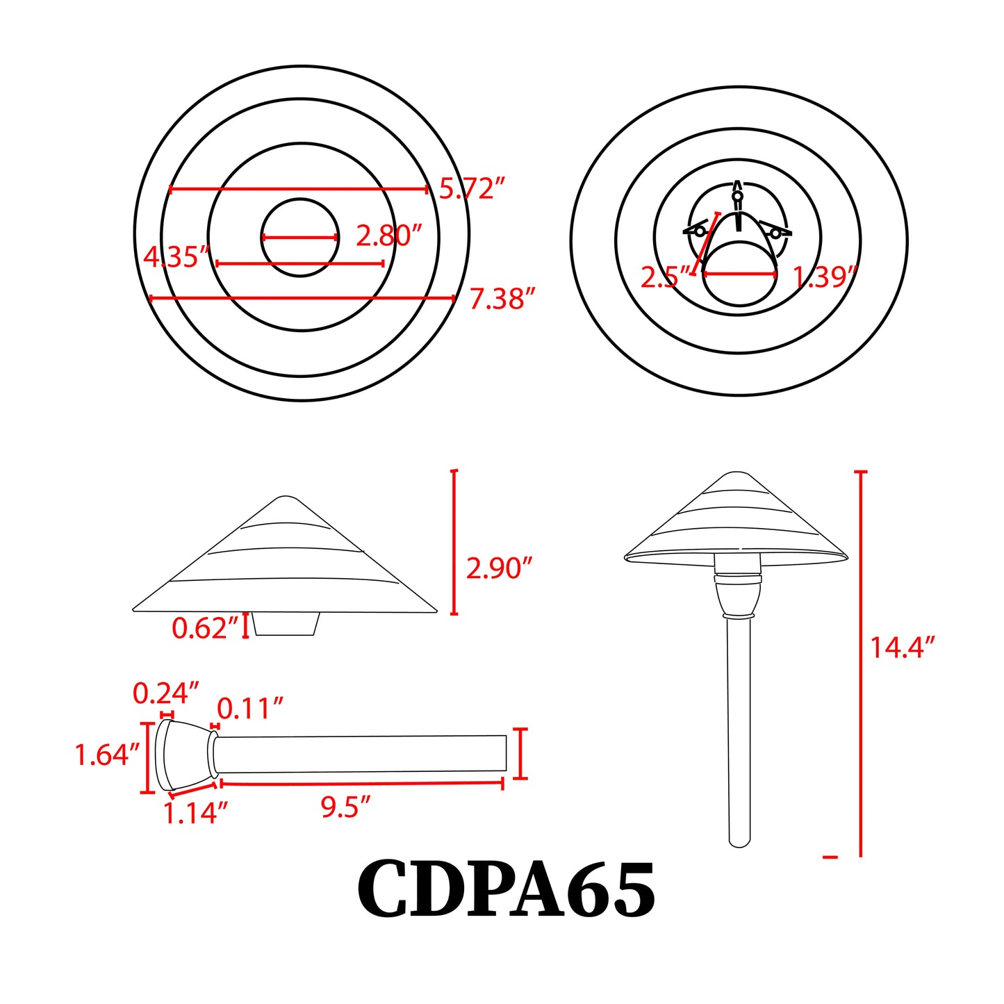 CDPA65 3W 12V Beaded Swivel Hat LED Low Voltage Path Light - Tampa Home & Garden Store