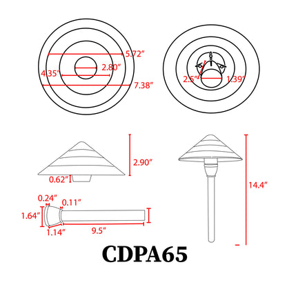CDPA65 3W 12V Beaded Swivel Hat LED Low Voltage Path Light - Tampa Home & Garden Store