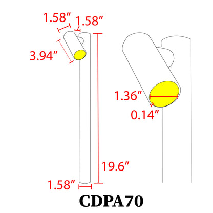 Foco LED direccional ajustable CDPA70 de 3 W para caminos, iluminación de paisajes para exteriores de bajo voltaje