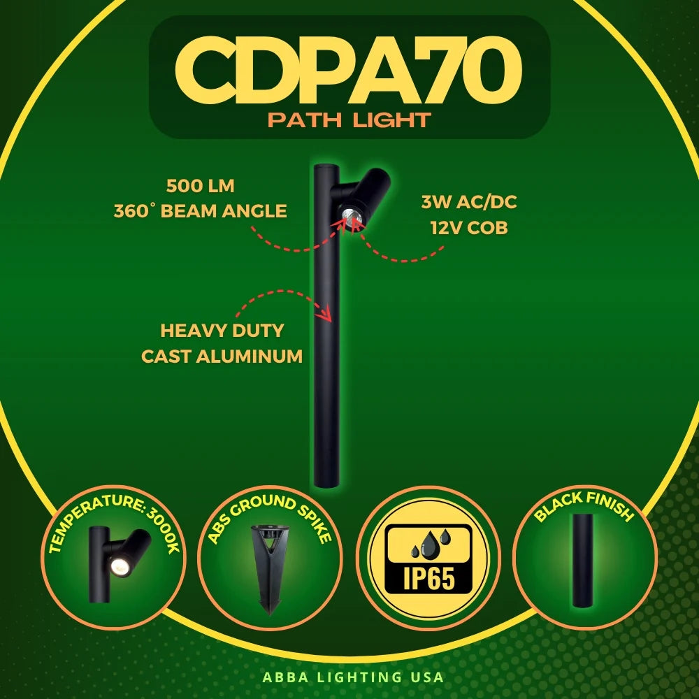 Foco LED direccional ajustable CDPA70 de 3 W para caminos, iluminación de paisajes para exteriores de bajo voltaje