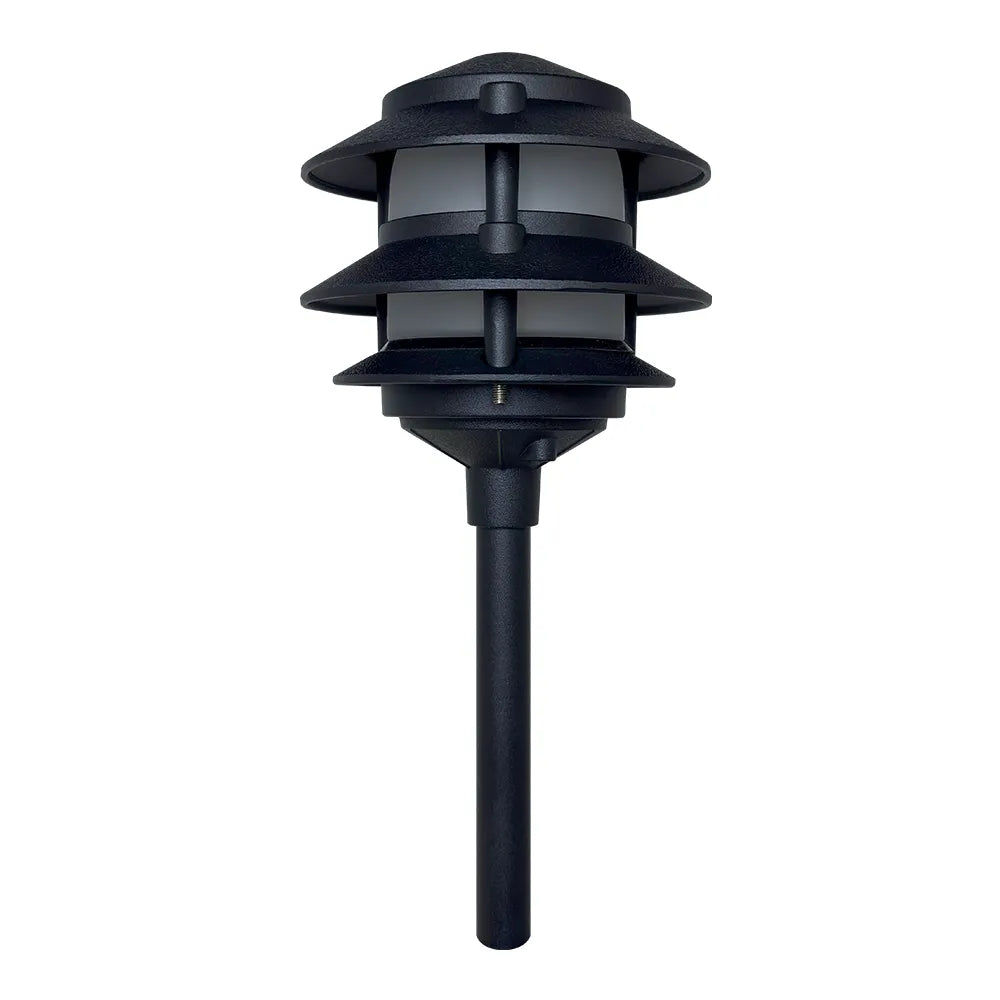 CDPA72 Black 12V AC/DC Aluminum Low Voltage Landscape Lighting 3 Tier Pagoda Path Light - Tampa Home & Garden Store