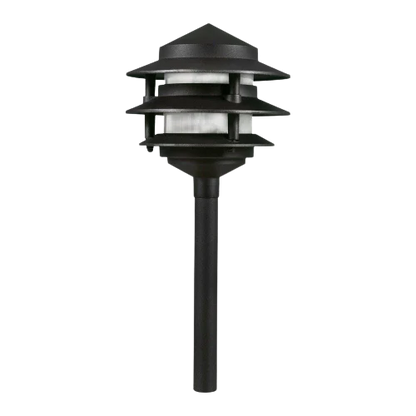 CDPA72 Black 12V AC/DC Aluminum Low Voltage Landscape Lighting 3 Tier Pagoda Path Light - Tampa Home & Garden Store