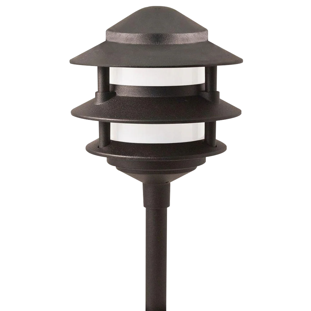 CDPA72 Black 12V AC/DC Aluminum Low Voltage Landscape Lighting 3 Tier Pagoda Path Light - Tampa Home & Garden Store