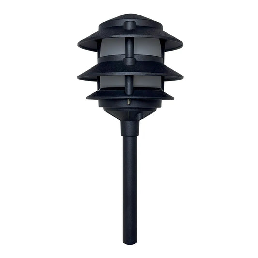 CDPA72 Black 12V AC/DC Aluminum Low Voltage Landscape Lighting 3 Tier Pagoda Path Light