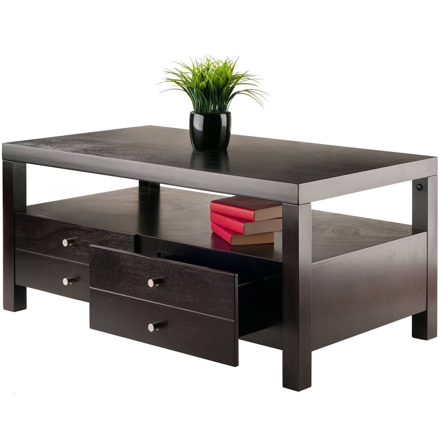 Mesa de centro con 2 cajones Espresso moderno