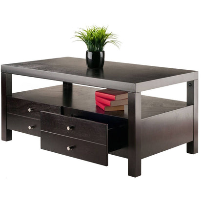 Mesa de centro con 2 cajones Espresso moderno