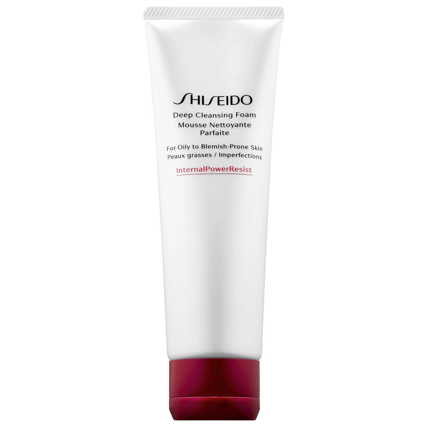 Shiseido Deep Cleansing Foam tube with white body, black label text and red cap on Tampa Home & Garden Store