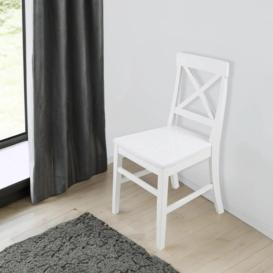 Roshan farmhouse white acacia wood dining chairs, set of 2 with X-back design on Tampa Home & Garden Store