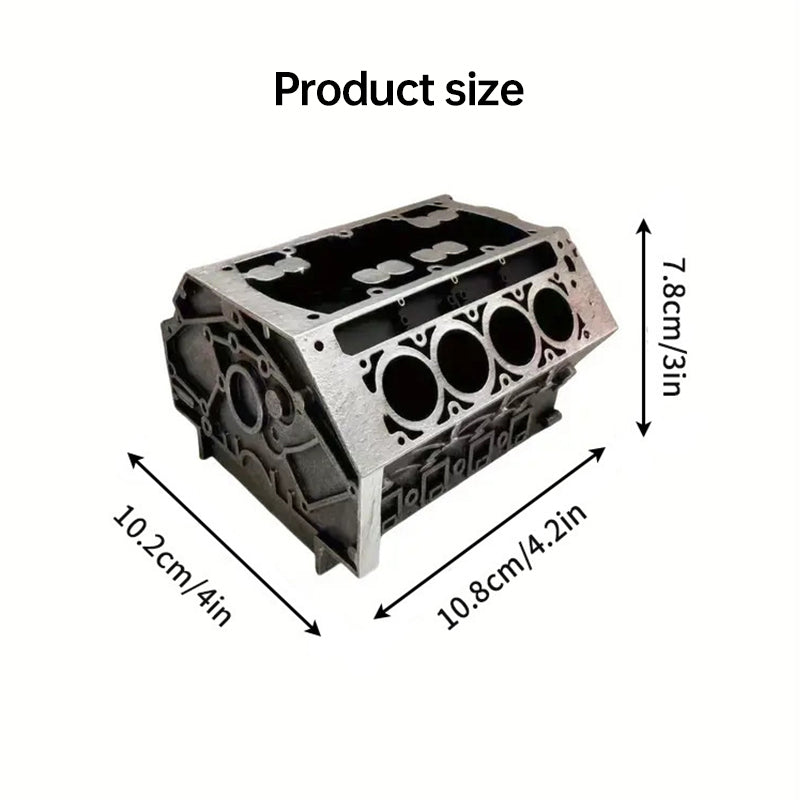 Engine Block Desk Organizer: Modern art for desktop/bookshelf. Holds business cards, a creative office accessory. - Tampa Home & Garden Store