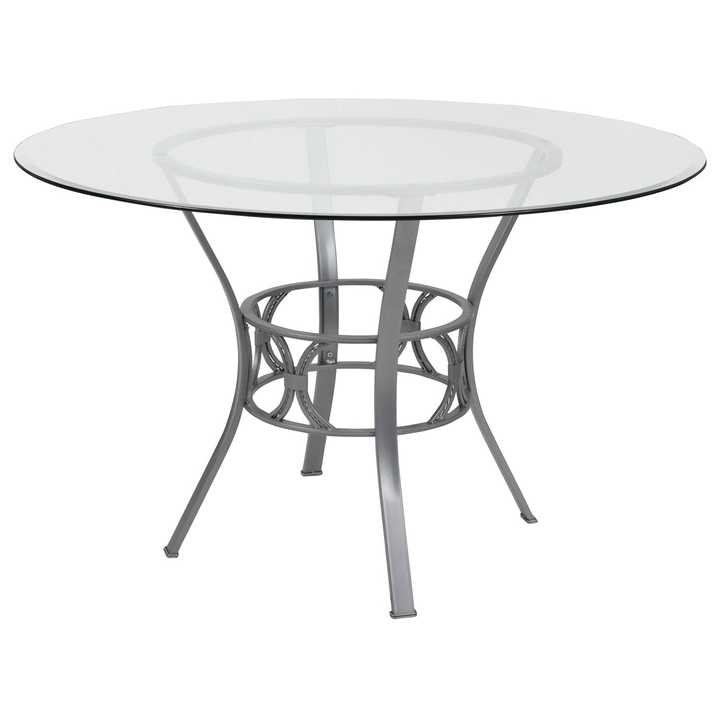Mesa de comedor redonda de cristal de 48 pulgadas con marco de metal dorado mate