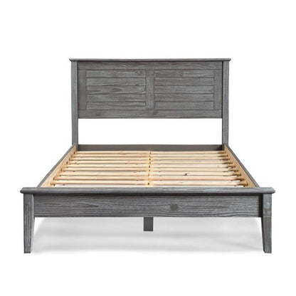 Cama de Plataforma Contemporánea de Pino Sólido Gris Tamaño Queen