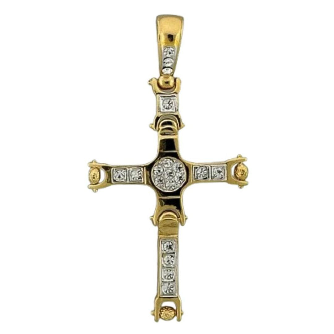 a Large Cross Charm for Men of Gold Plated Brass