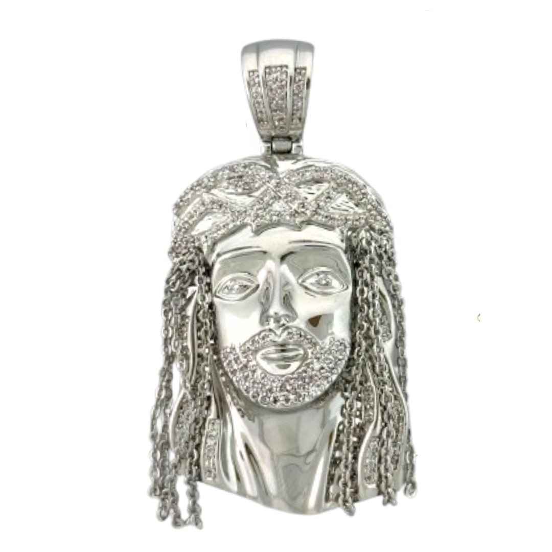 Pendant: Lauren G Adams silver-tone head with crystal beard and long hair, Charms on Tampa Home & Garden Store
