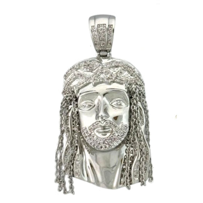 Pendant: Lauren G Adams silver-tone head with crystal beard and long hair, Charms on Tampa Home & Garden Store