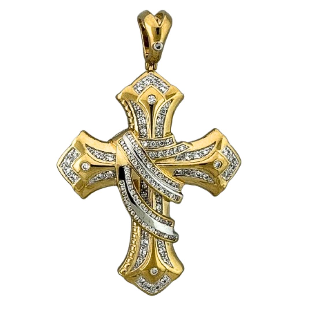 Cross pendant by Lauren G Adams in yellow gold with pavé diamonds on Tampa Home & Garden Store