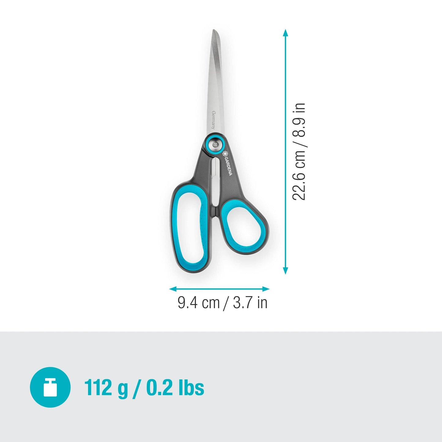 MultiCut Scissors with teal handles and stainless steel blades by Gardena on Tampa Home & Garden Store