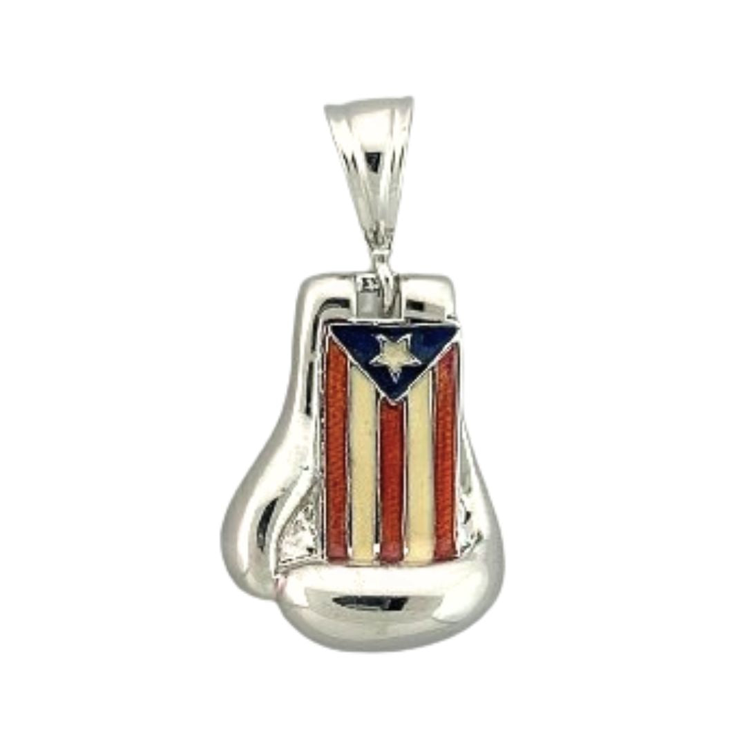 Pendants Charm sterling silver guitar-shaped pendant with enamel flag motif featuring blue triangle with star and red/cream stripes on Tampa Home & Garden Store