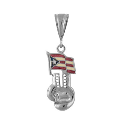 Pendant Charm silver-tone with Puerto Rico flag enamel atop a boxing glove design on Tampa Home & Garden Store