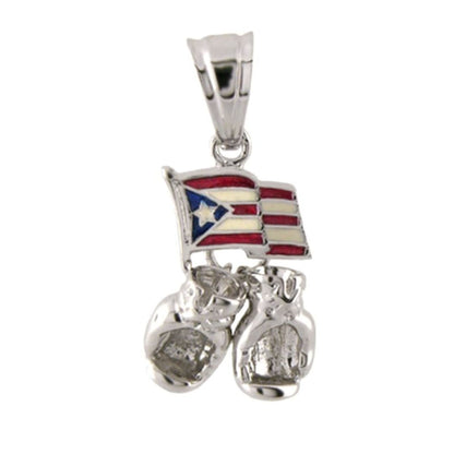 Pendant charm silver tone featuring Puerto Rico flag and two boxing gloves by Lauren G Adams on Tampa Home & Garden Store