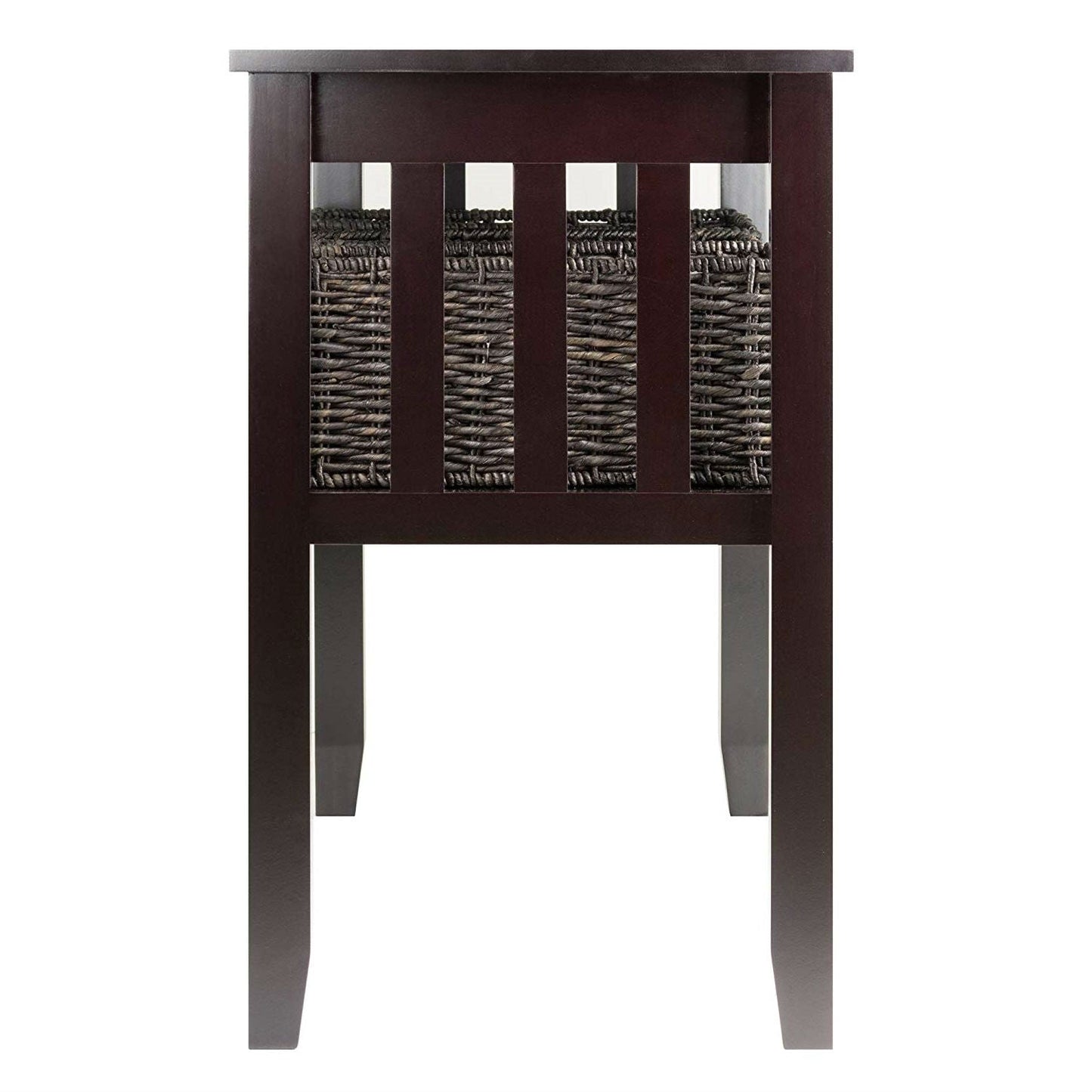 Mesa de consola de recibidor Espresso de 2 niveles con 3 cestas de almacenamiento
