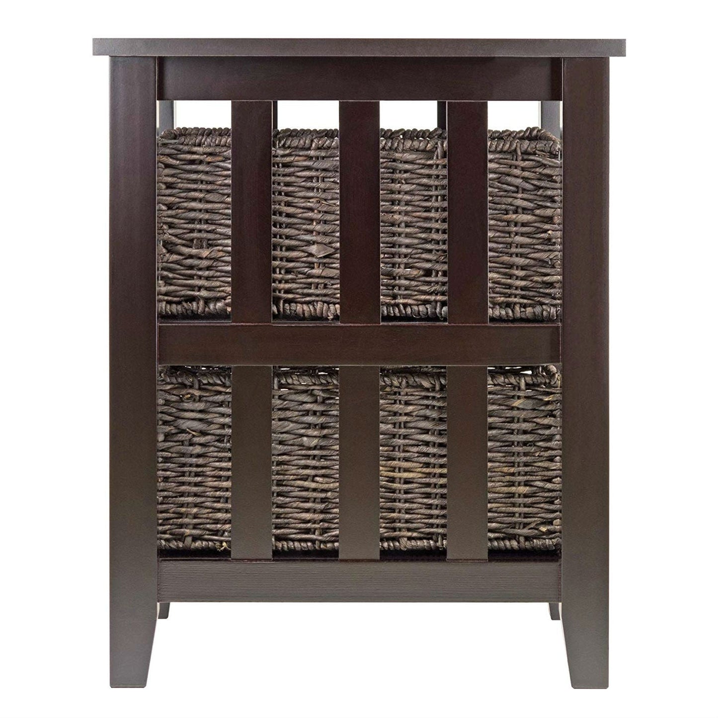 Espresso 3 Tier Accent Table with 2 Small Storage Baskets