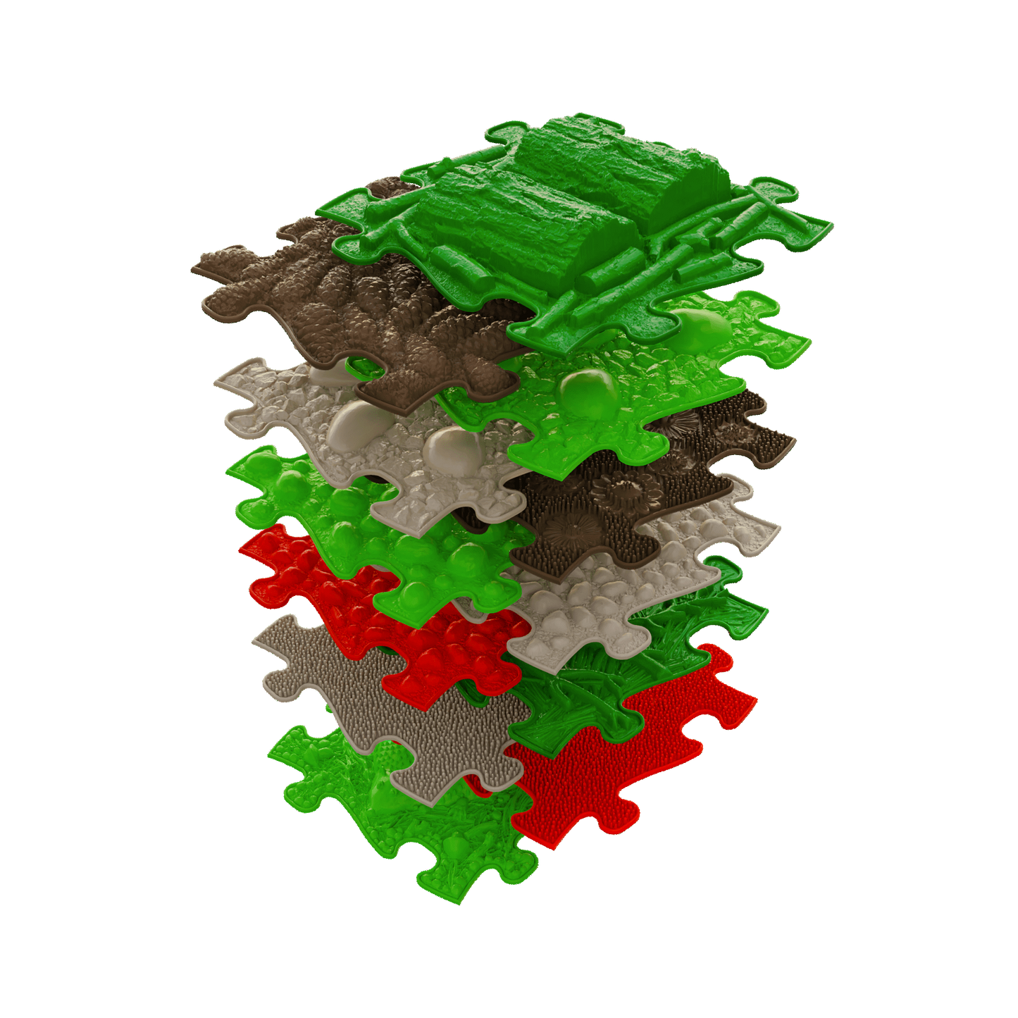 Sensory play mats set of interlocking puzzle tiles in green brown gray red by TINNITOTS on Tampa Home & Garden Store