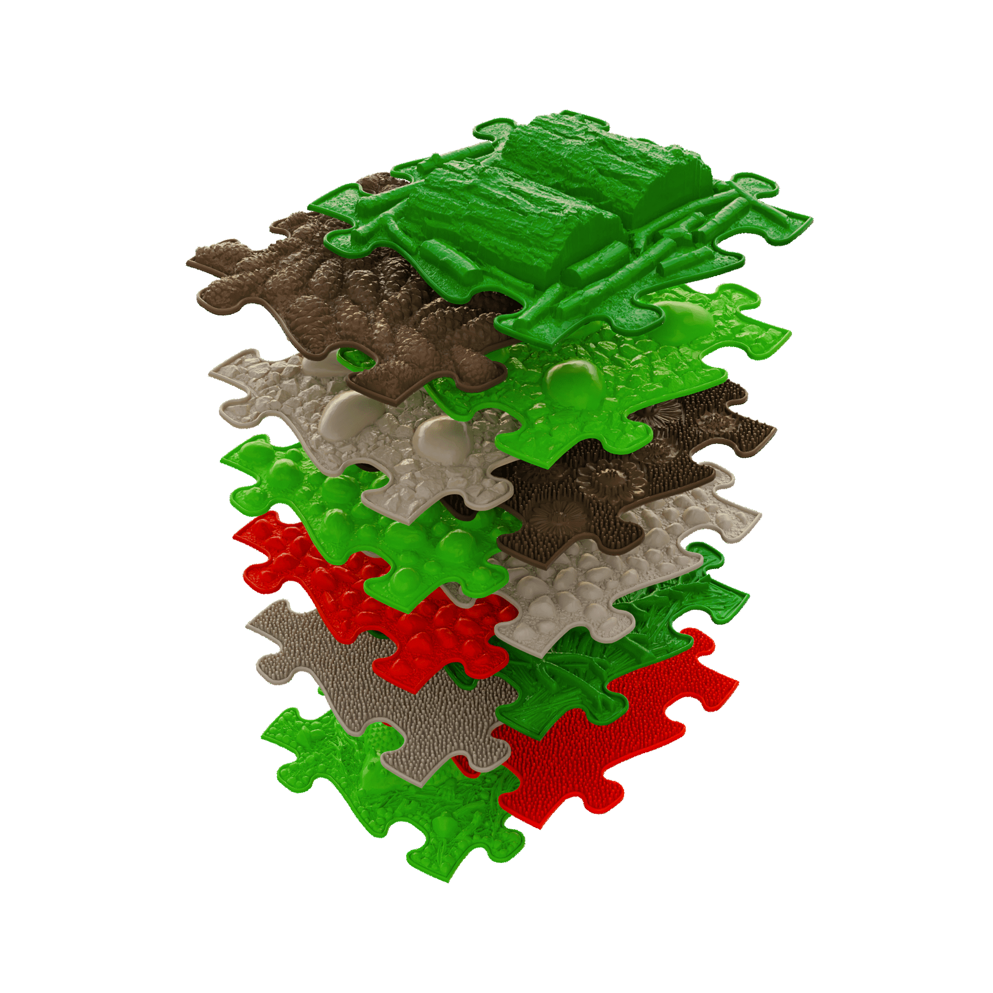 Sensory play mats set of interlocking puzzle tiles in green brown gray red by TINNITOTS on Tampa Home & Garden Store