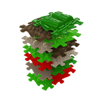 Sensory play mats set of interlocking puzzle tiles in green brown gray red by TINNITOTS on Tampa Home & Garden Store
