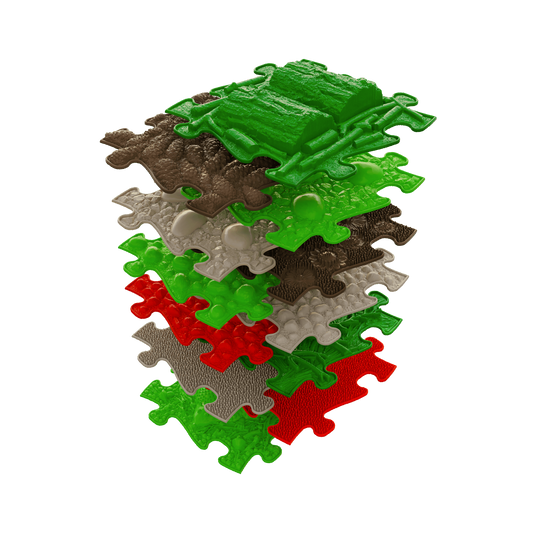 Sensory play mats set of interlocking puzzle tiles in green brown gray red by TINNITOTS on Tampa Home & Garden Store