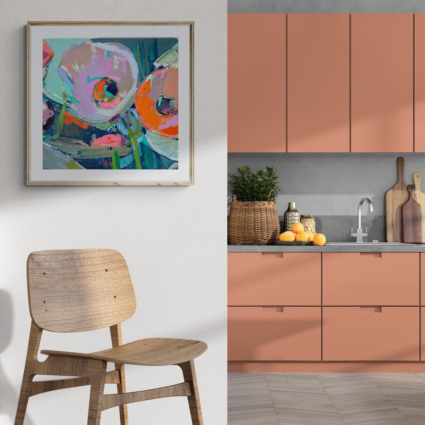 Canvas Print Chromatic Pulse by Tailored Canvases, abstract vibrant colors in light wood frame on Tampa Home & Garden Store