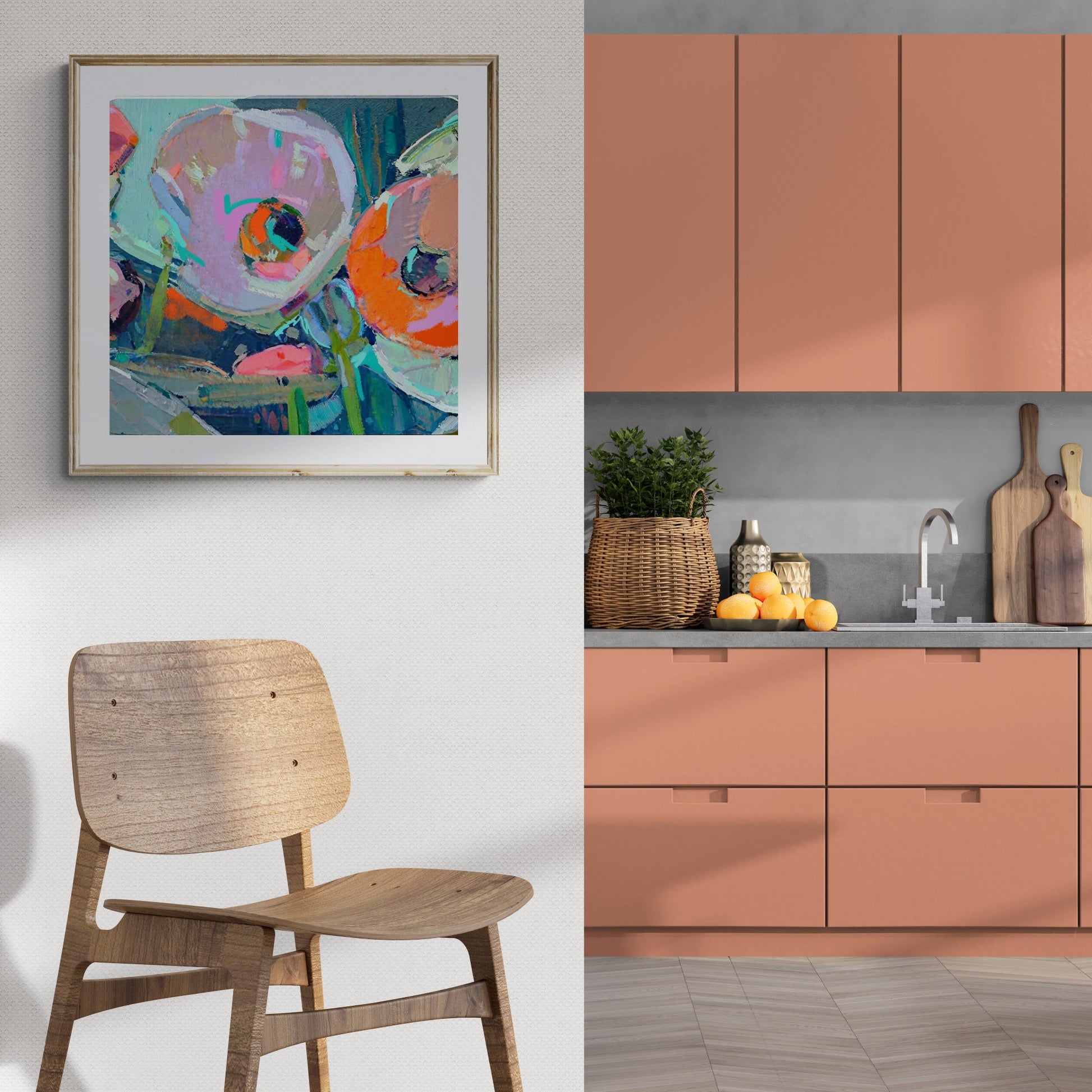 Canvas Print Chromatic Pulse by Tailored Canvases, abstract vibrant colors in light wood frame on Tampa Home & Garden Store