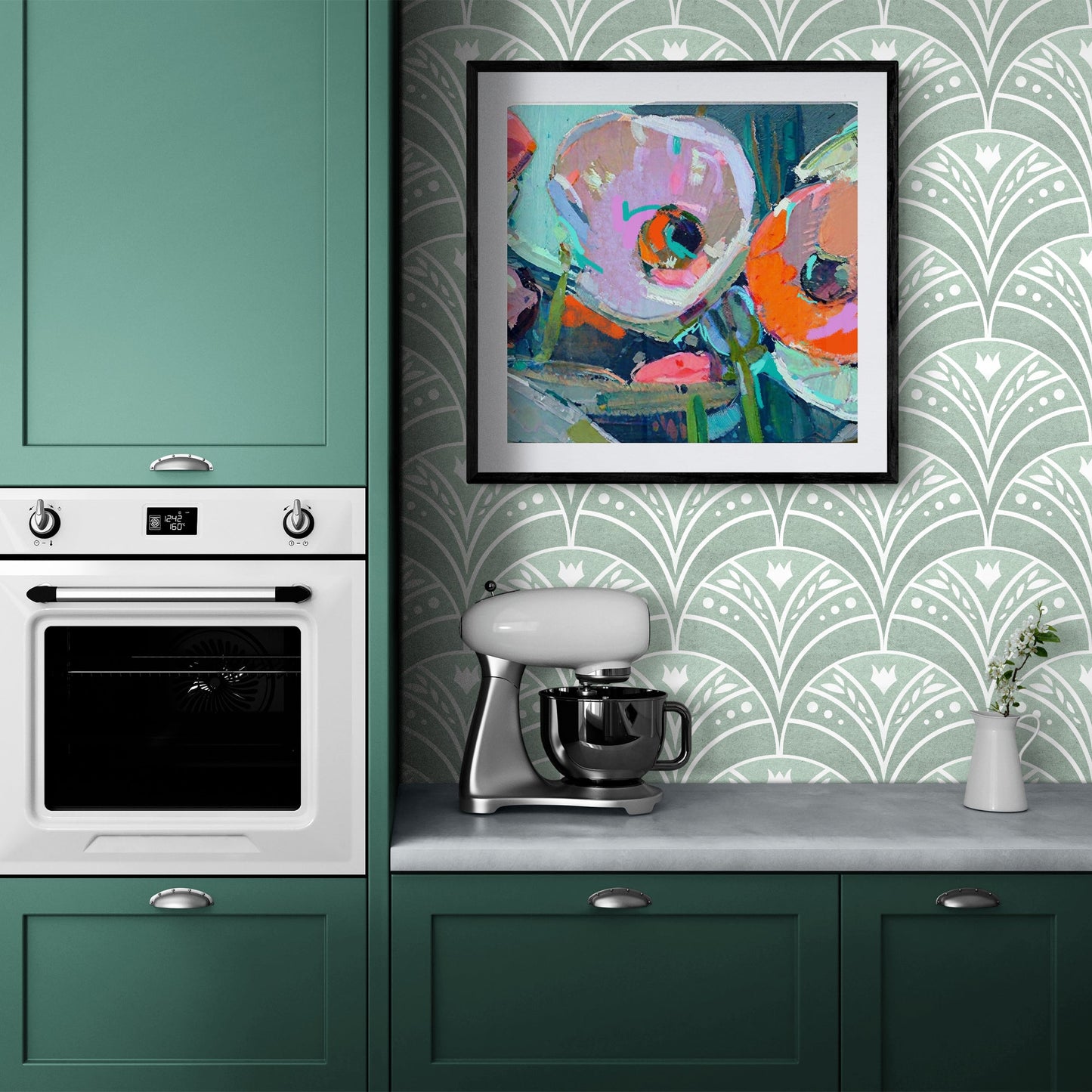 Canvas print Chromatic Pulse by Tailored Canvases, bold abstract colors in a black frame on Tampa Home & Garden Store
