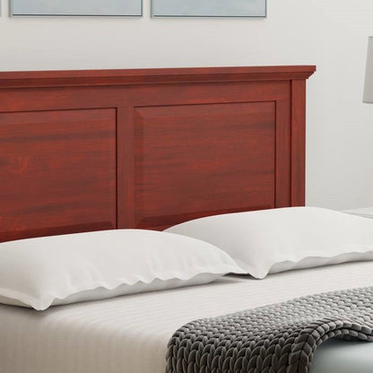Base de cama de plataforma doble tradicional de madera maciza de roble con cabecero en cerezo