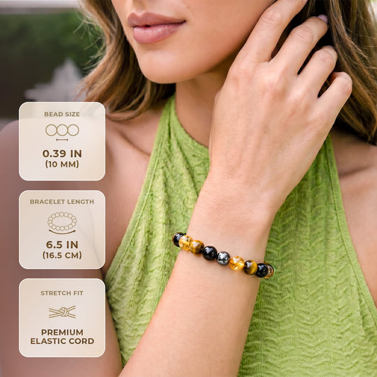 Citrine Protection Bracelet with Triple Shield Conscious Items, citrine and tiger eye beads on Tampa Home & Garden Store