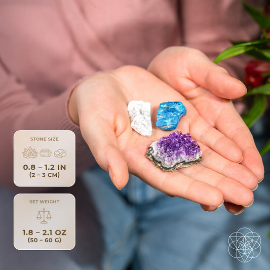 Anti Anxiety Trio Stones Calm Breathing white blue purple amethyst 0.8–1.2 in each on Tampa Home & Garden Store