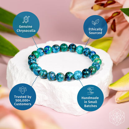 Cleopatra’s Wise Stone Peruvian Chrysocolla Bracelet blue-green beads handmade small-batch on Tampa Home & Garden Store