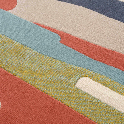 Southfields Colorful Modern Area Carpet rug in teal and coral with color blocks Boutique Rugs on Tampa Home & Garden Store