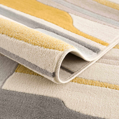 Southfields Mustard Modern Rug yellow and gray striped pattern on Tampa Home & Garden Store