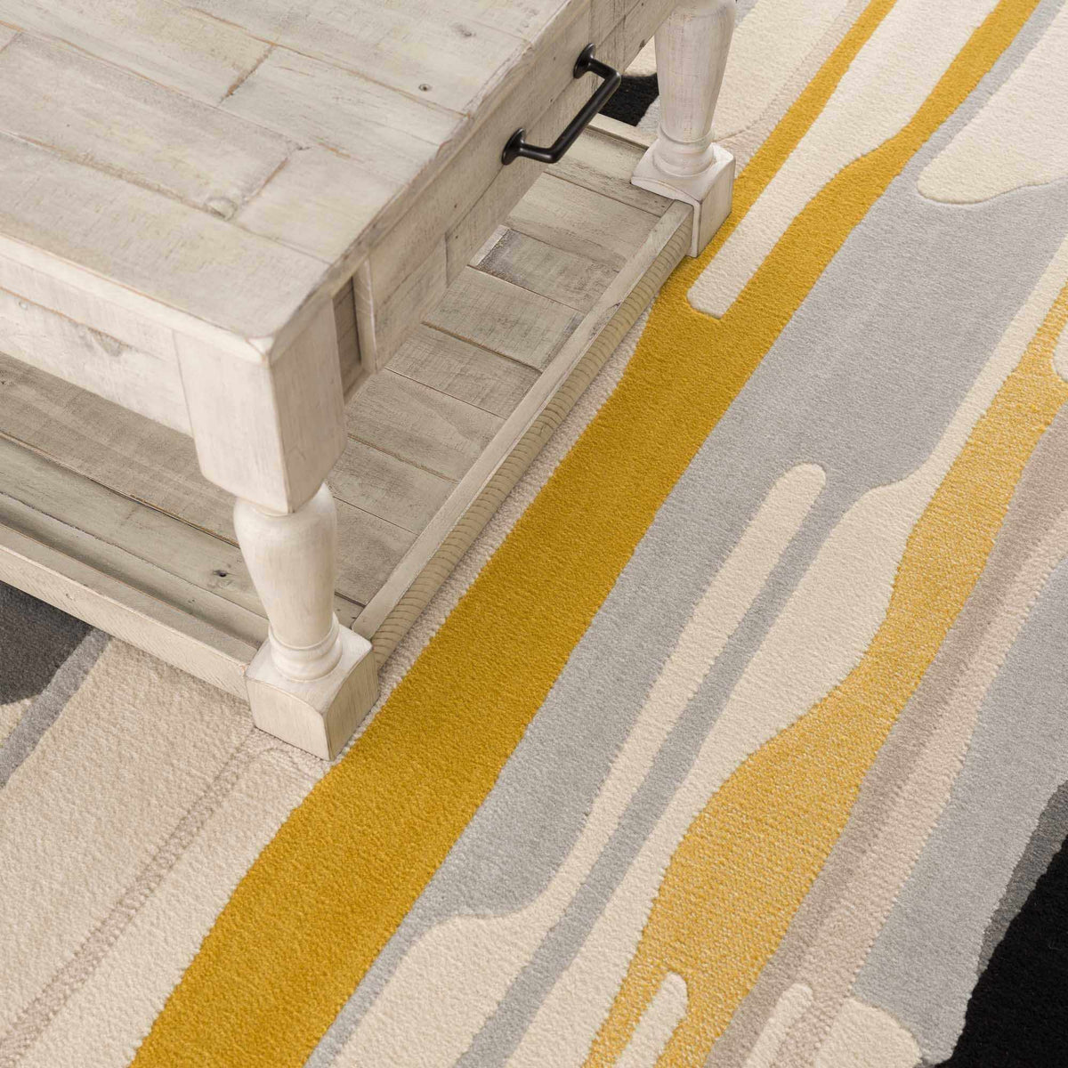 Southfields Mustard Modern Rug, striped mustard/gray on beige, Boutique Rugs on Tampa Home & Garden Store