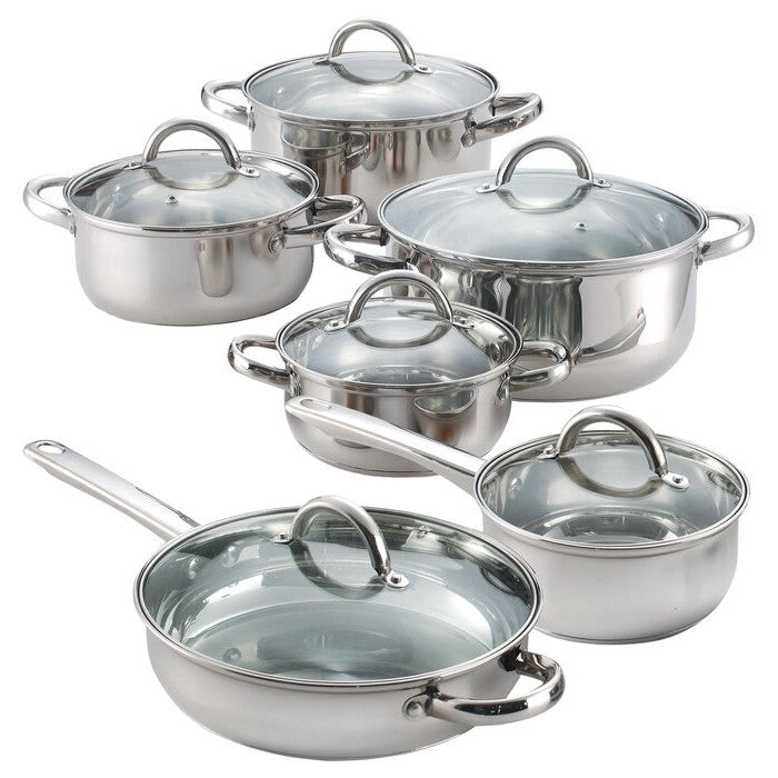 Batería de Cocina de Acero Inoxidable de 12 Piezas de Tacto Frío