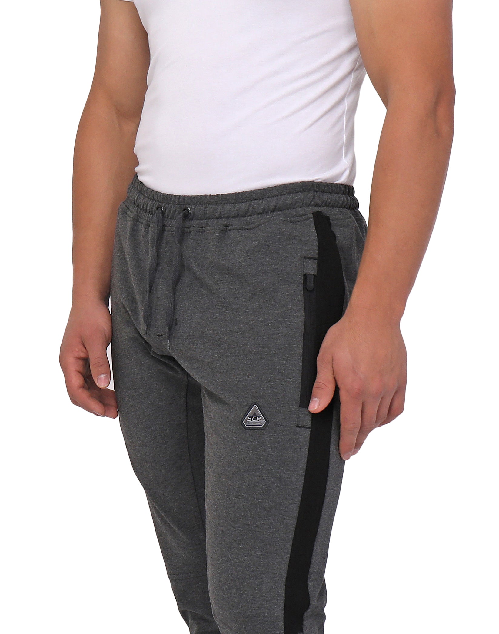 Infinite Flex Jogger Tall Fit men's joggers in charcoal with black stripe SCR Sportswear on Tampa Home & Garden Store