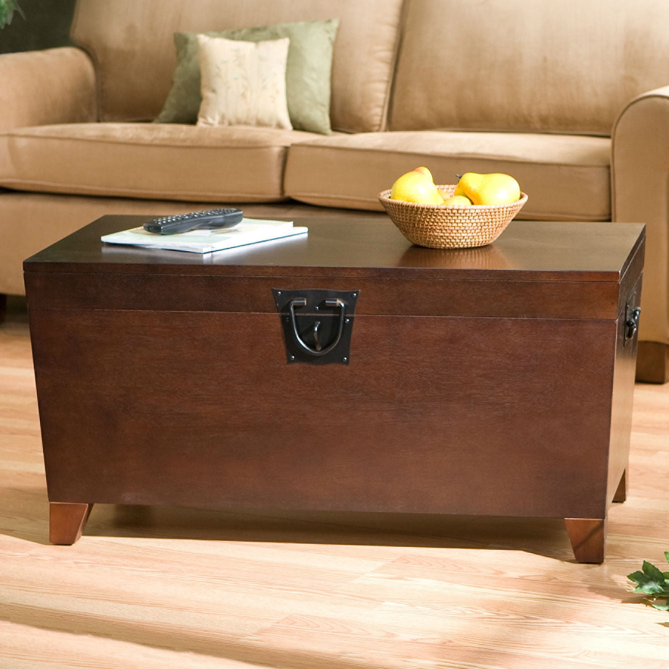 Mesa de centro elevable contemporánea con baúl de almacenamiento en acabado espresso