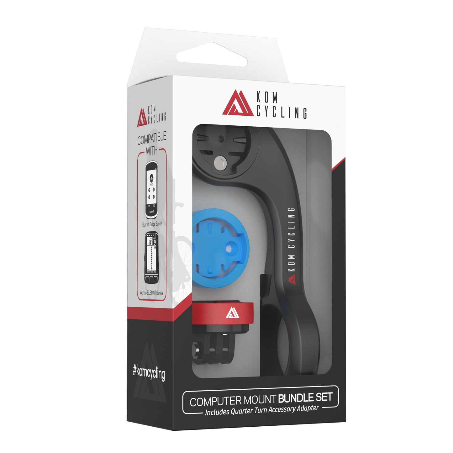 KOM Cycling CM06 Quick Release GoPro computer mount bundle for Garmin bike mount, black with blue accents on Tampa Home & Garden Store