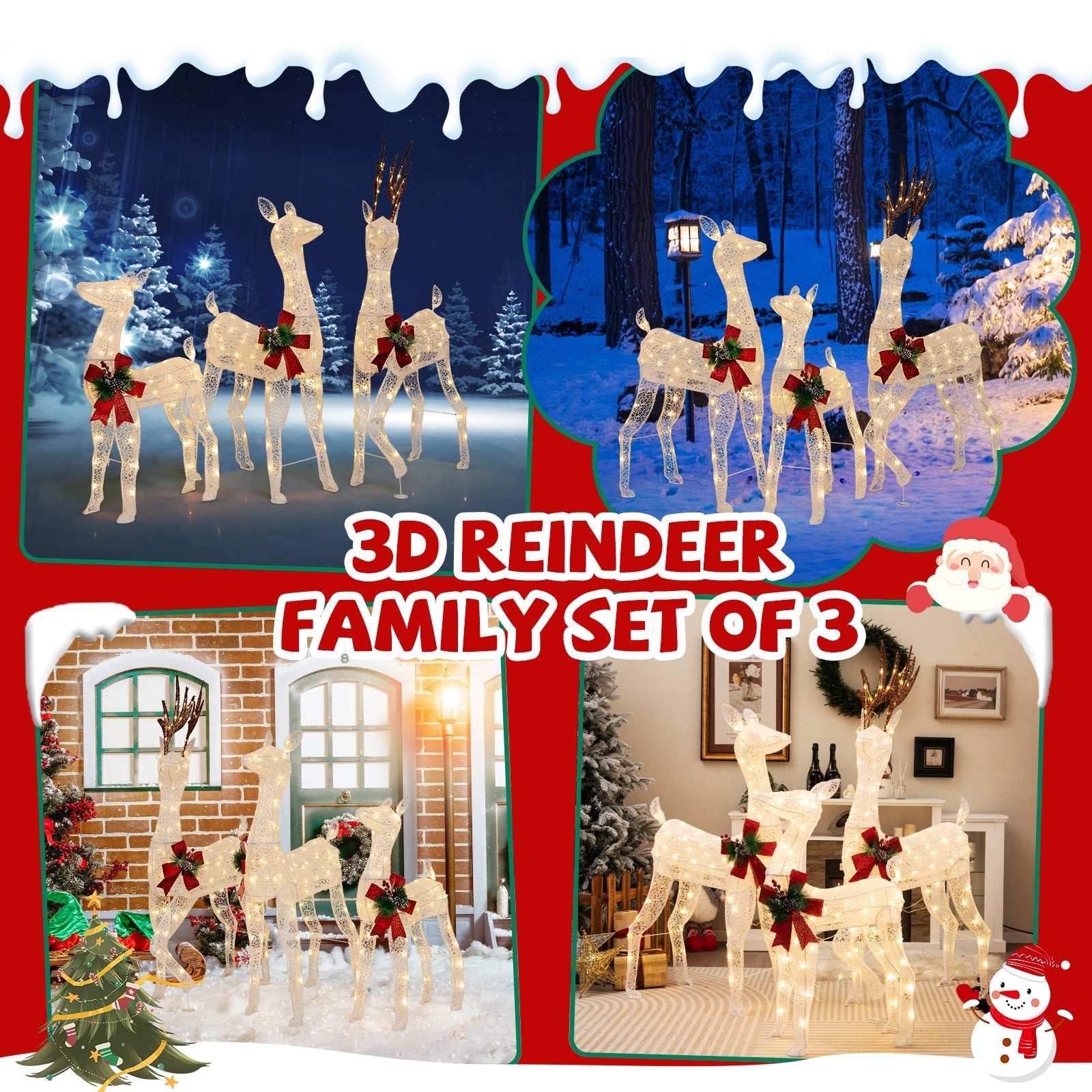 3-piece pre-lit Christmas reindeer family with 230 warm white LED lights DirectDeals on Tampa Home & Garden Store