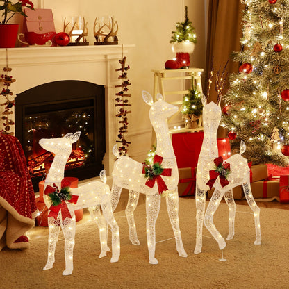3-Piece Pre-lit Reindeer Family white wireframe with 230 warm white LEDs DirectDeals on Tampa Home & Garden Store